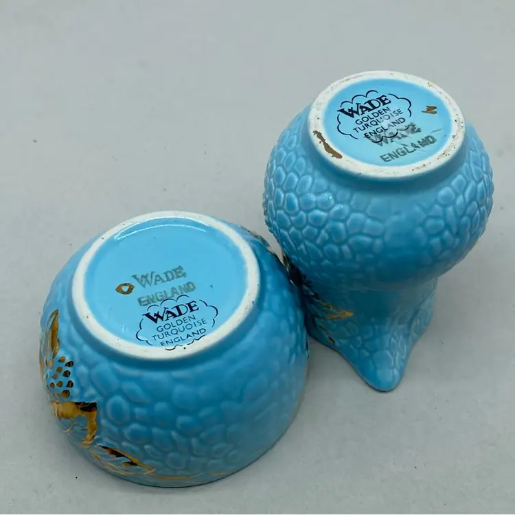 Wade England Gold Turquoise Cream Sugar Set 1950s.