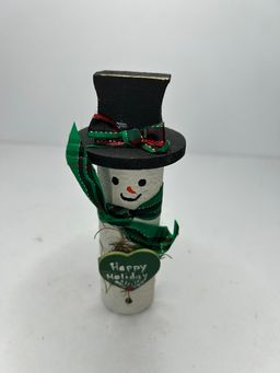 Wooden Tree Branch Handcrafted Snowman 5x2 1/2