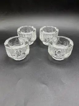 Set Of 4 Iittala Finland Kuusi Glass Pine Tree Votive/Tealight Candle Holders