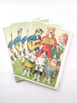 4 x Singing Cats Happy Birthday Greeting Cards and Envelopes