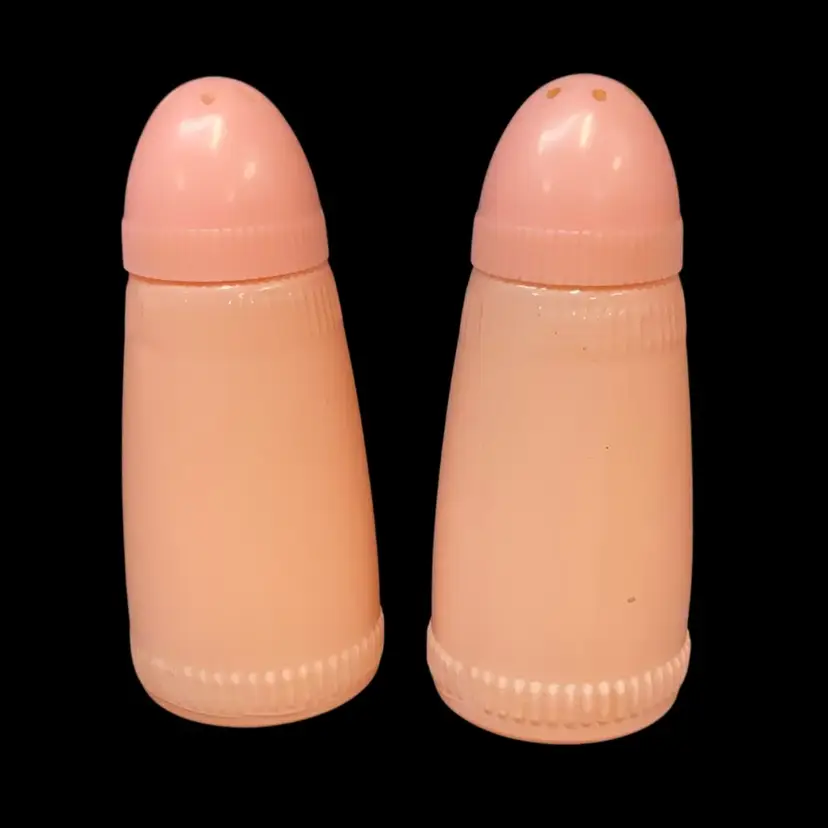 MCM Pink Glass Salt Pepper Shakers Ribbed Edge 3.25β Vintage Pink Salt and Pepper Shakers