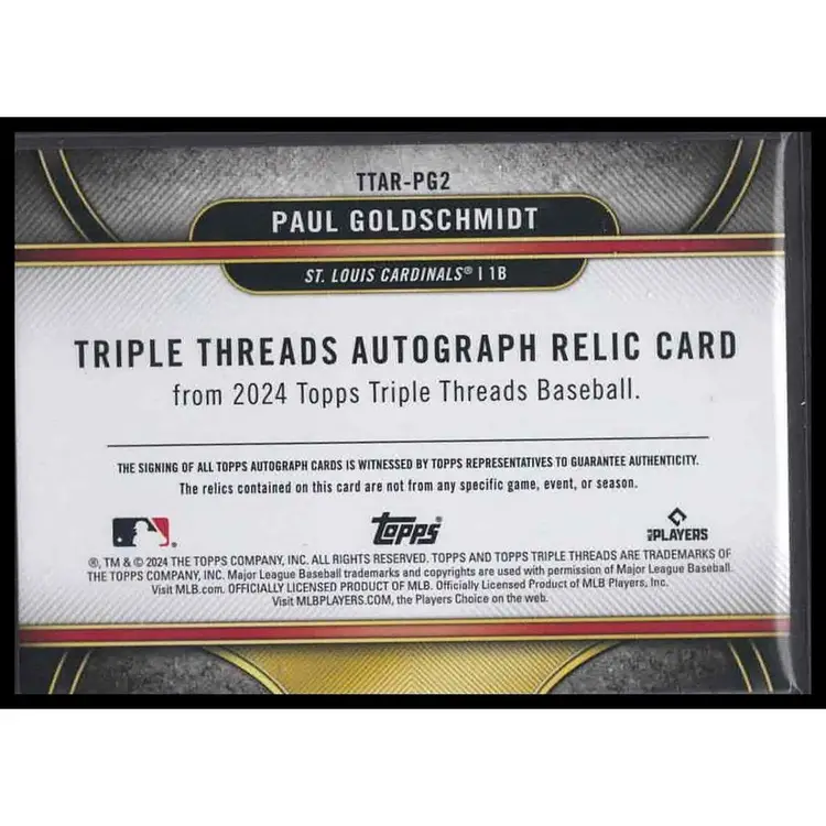 Paul Goldschmidt Autograph Relic 2024 Topps Triple Threads /36