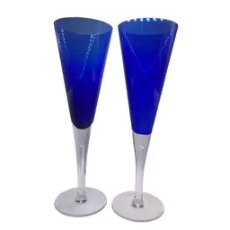 Block Stockholm Polish Cobalt Champagne Flutes