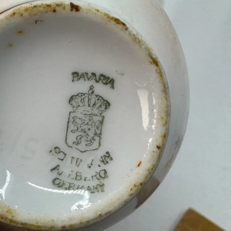 Vintage Schumann Bavaria porcelain bud vase with hand-painted roses and gold trim