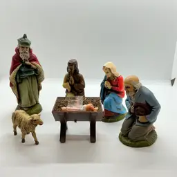 Vtg Christmas Nativity Bavarian Forest West Germany Hand Painted Marked No Box