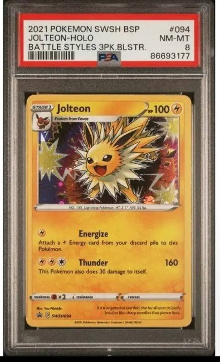 Jolteon SWSH094 SWSH: Sword & Shield Promo Cards Holo PSA 8 (1)