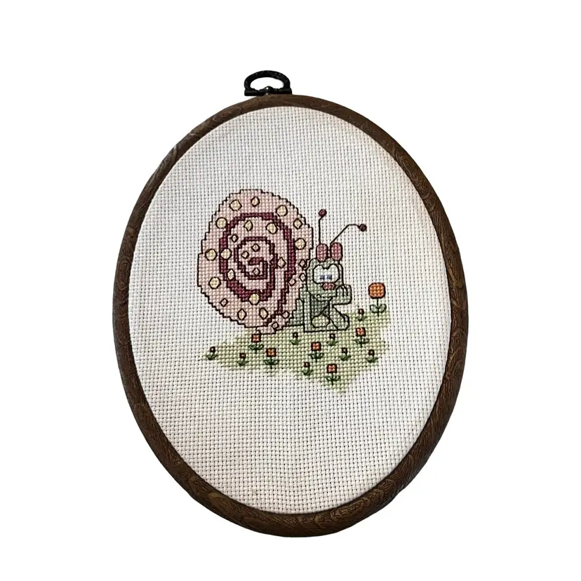 22 Vintage Hand Stitched Snail Wall Hanging 5x7