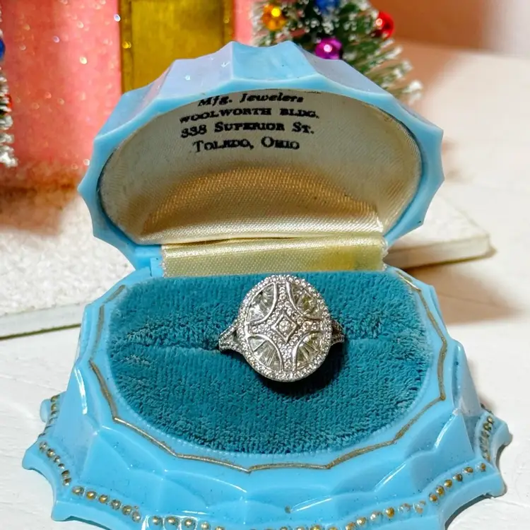 Sterling Silver Bling Art Deco Style Ring Size 6