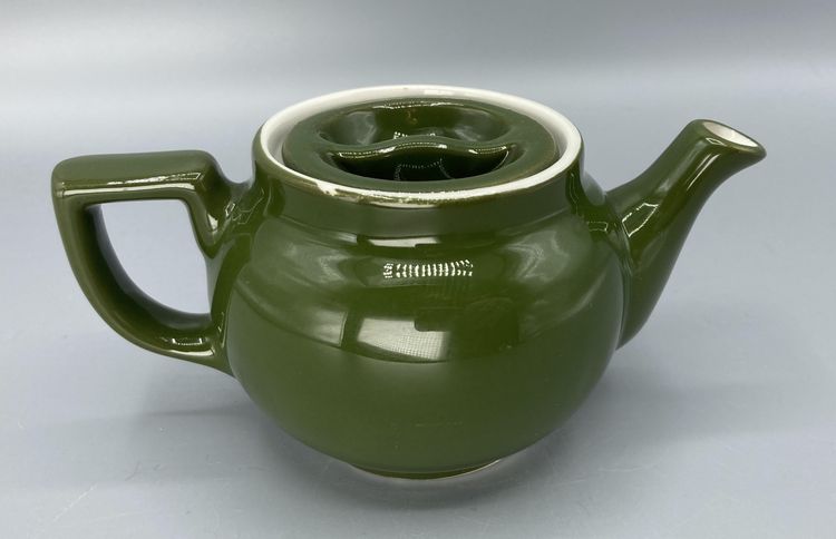 Vintage HALL Boston Individual Teapot with Lid - Forest Green - Restaurant Ware