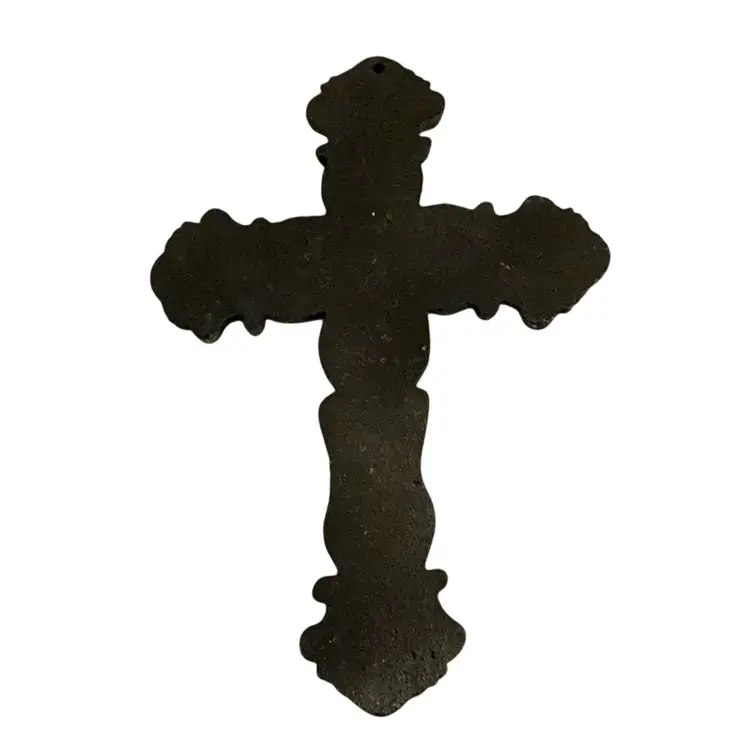 Cast Iron With Brushed Gold Accents Cross 10” X 6 1/2”