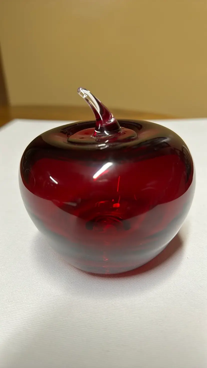 Blenko Glass Apple Deep Red Signed hand blown