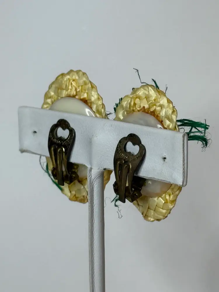 Western Germany Corn Vegetable Woven Raffia Clip-on Earrings