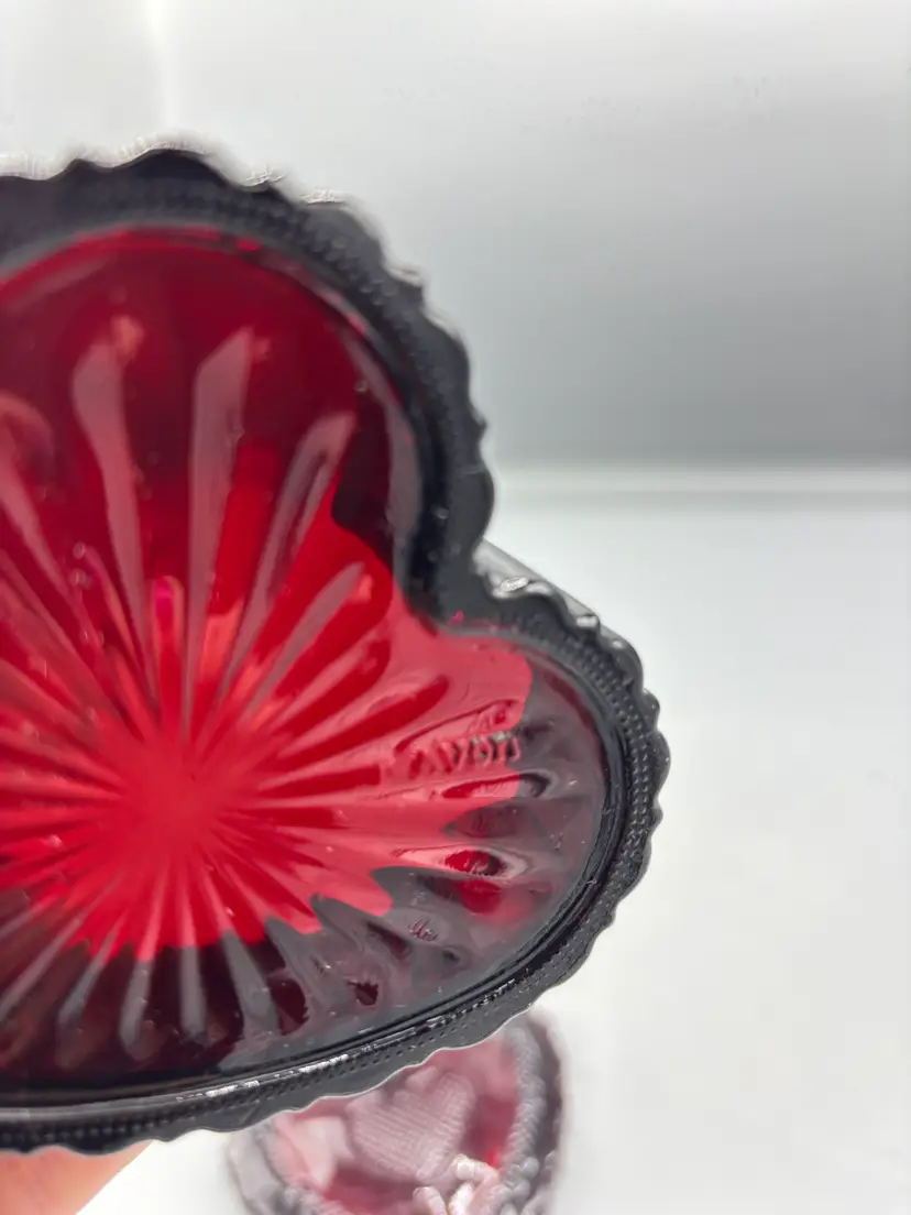 Avon Cape Cod ruby heart trinket dish