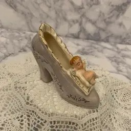 #10-Vintage Opalescent Ornate Shoe With Cherub Gold Trim