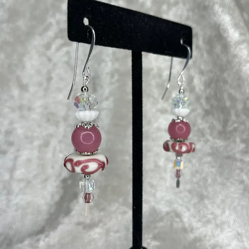 #93 "Debbie Cakes" Series - Handmade by Me -- Vintage Lampwork Earrings