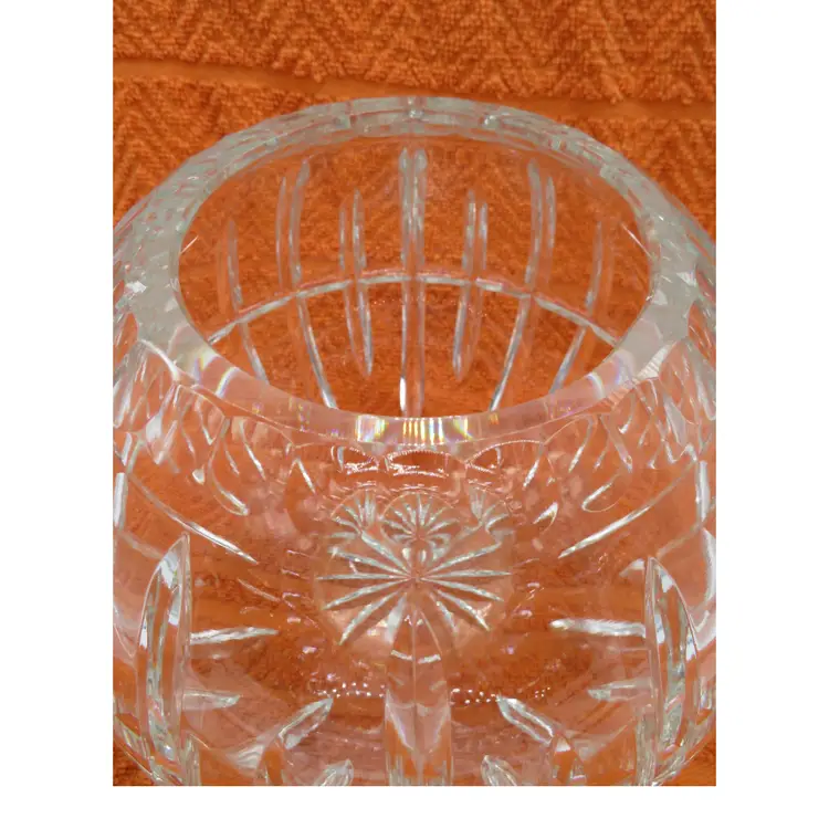 Vintage Lead Crystal Ribbed Rose Bowl Vase sphere