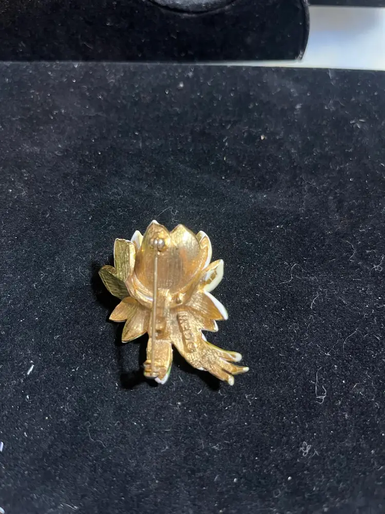 VINTAGE 1960s CFW Yellow Enamel Floral Brooch - Mid-Century Mod