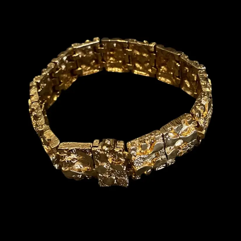 Men’s 8” Rough Nugget Hip Hop Style Gold Tone Bracelet