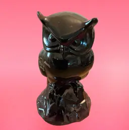 Vintage Royal Purple Glass Owl Pressed By Mosser Using The Fenton Mould 5.25” x 3”