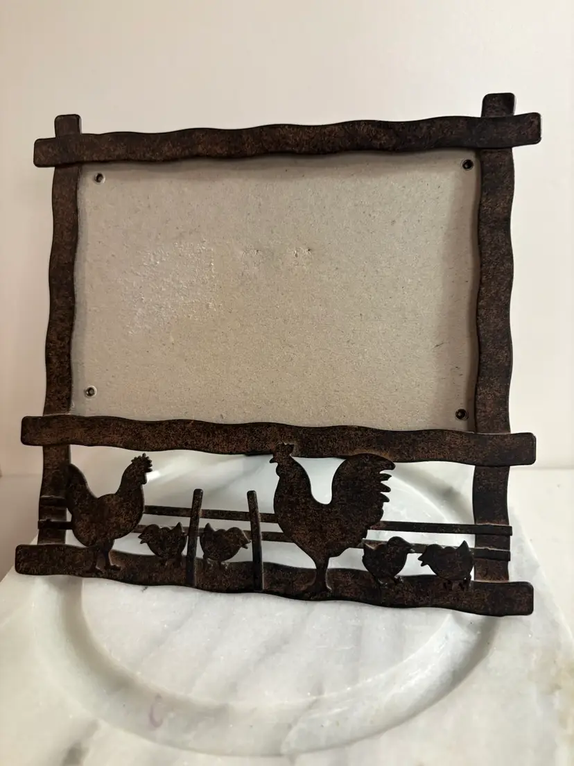 Metal Barnyard Chicken Themed Picture Frame - No Glass