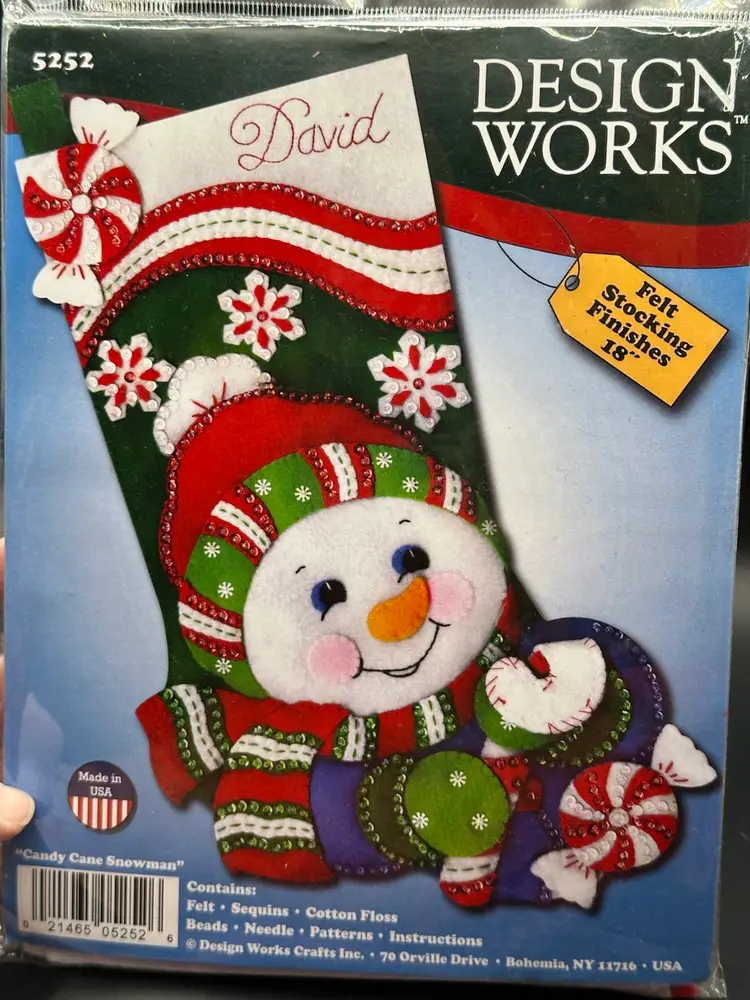 Design Works SNOWMAN Felt Christmas Stocking Kit 5252 18"