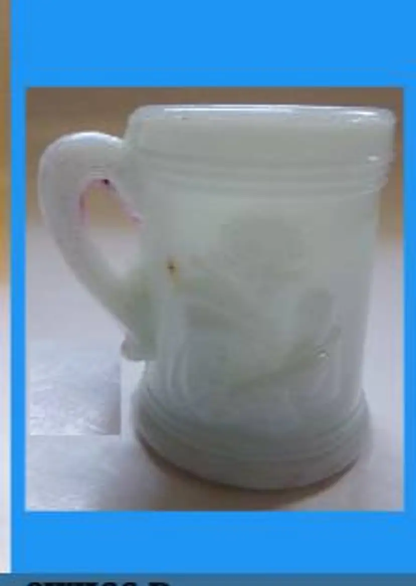 EAPG Milk Glass 'MONK' Child's Toy Stein/Tankard, By Greentown Glass