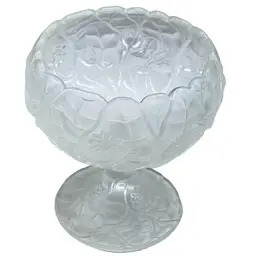 Fenton Water Lilly Frosted Satin Glass Pedestal Compote READ