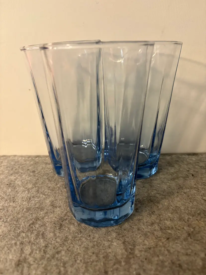 3 Vintage Anchor Hocking Blue Reflections 6" Tumblers  # 2895