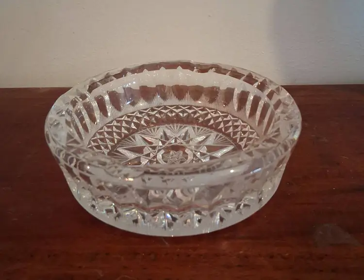 Vintage American Brilliant Cut Glass Ashtray - Etched Lead Crystal