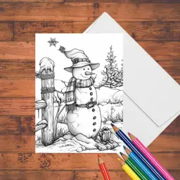 Country Christmas Coloring Cards: DIY 5 x 7 Handmade Greeting Card Kit with Envelopes | Set of 8