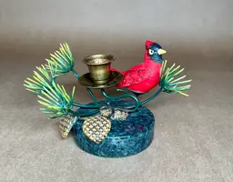 Petites Choses Cardinal Taper Candle Holder - USA - Resin, Metal, Marble