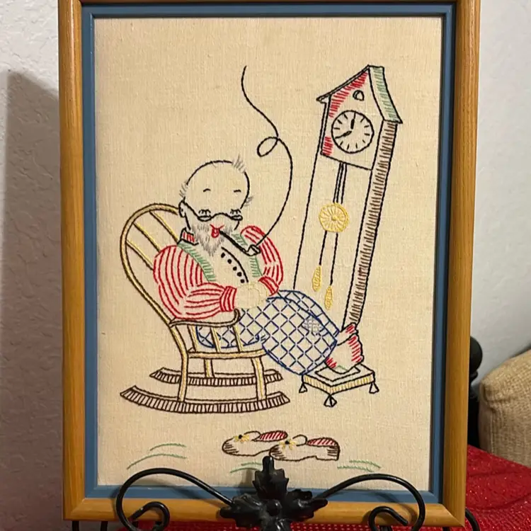 Set Of Grandparents Hand Embroidered Frames