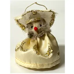 Original Fur Animals Toy Collectible Mouse Angel Cream Dress Gold Accents 2 in Height