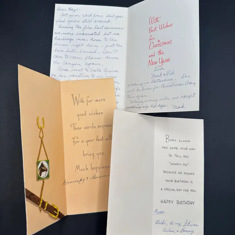 Lot Of Vintage Greeting Cards, 3pc Lot, Used