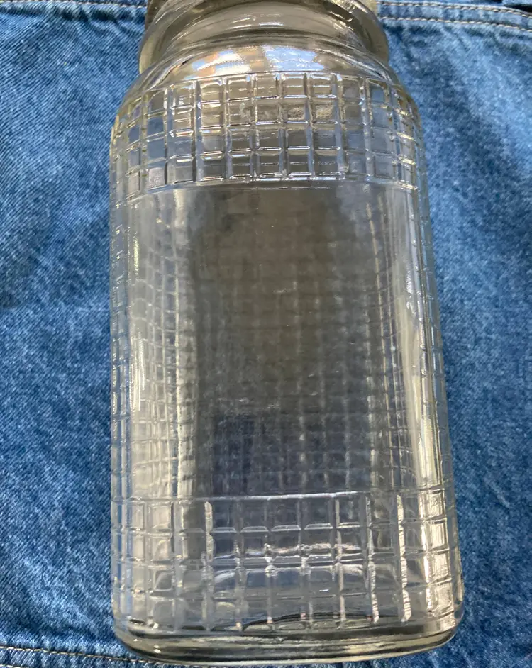 Vintage Glass Quart Jar, Waffle Grid Pattern with Metal Zinc Lid