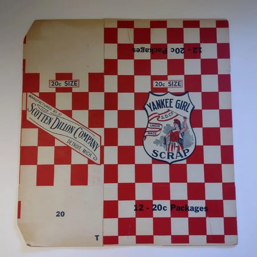 Yankee Girl Scrap Tobacco Chew & Smoke Box Vintage 1930s Empty Unused Original