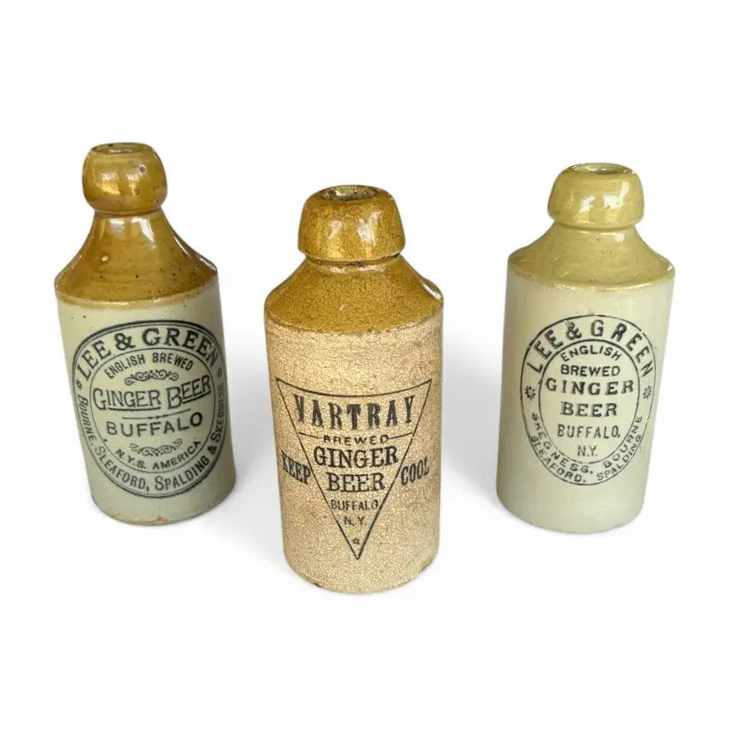 Trio of Stoneware Late 19th Century Buffalo NY Ginger Beer Bottles