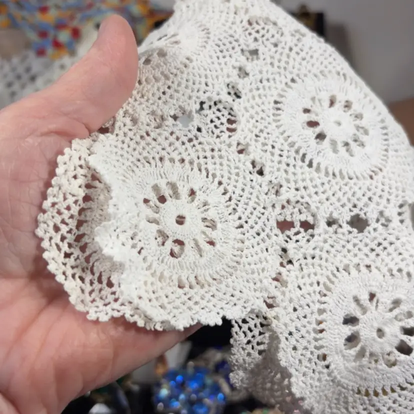 2 Vintage Hand Crocheted Doilies - 1 Is 8.5” 1 Is  8”