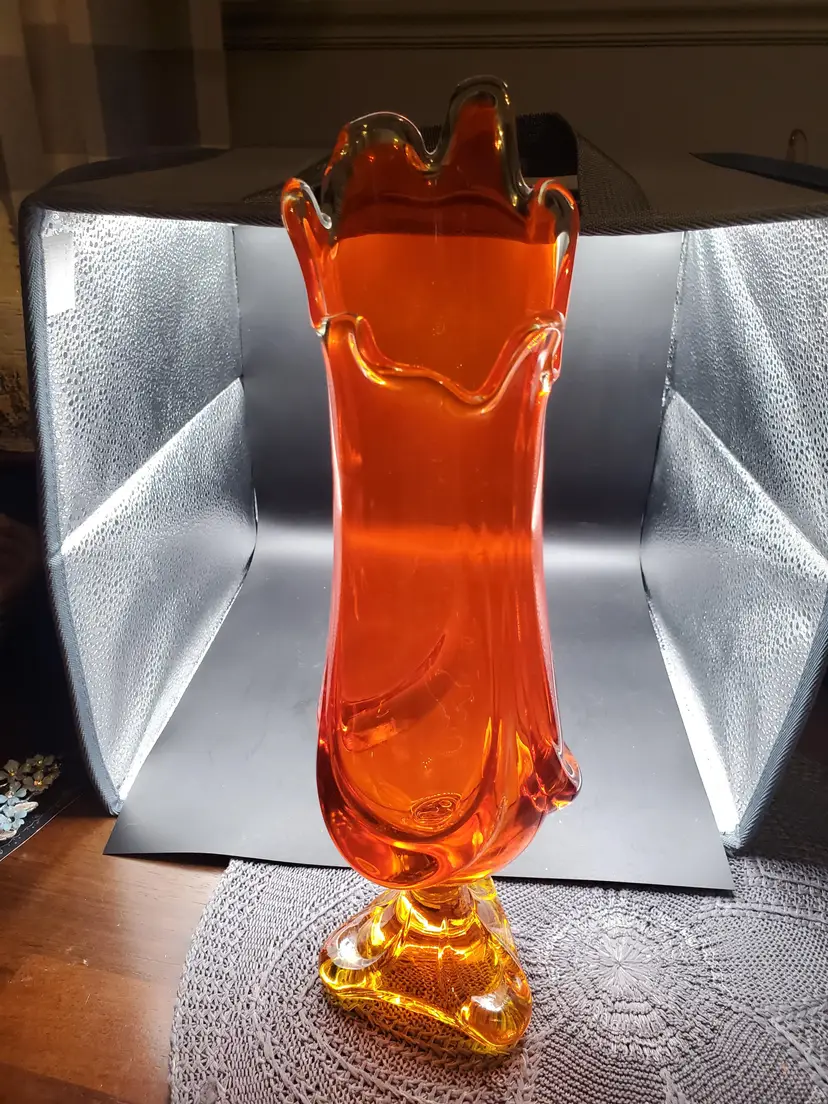 Vintage Viking Draped Pedestal Swung Glass Vase