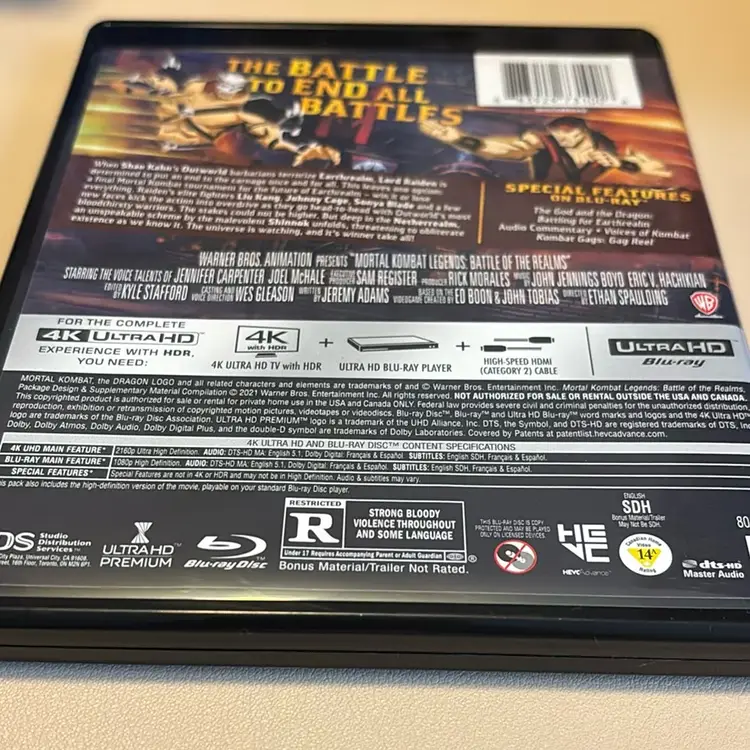 Previewed - Mortal Kombat Legends: Battle of the Realms

Discs are in great shape. Blu-Ray and 4K. Pictures are of actual discs for this listing.