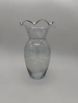 LENOX Original Tropical Beach Style Glass Vase Signed Etched Frosted Design 9”