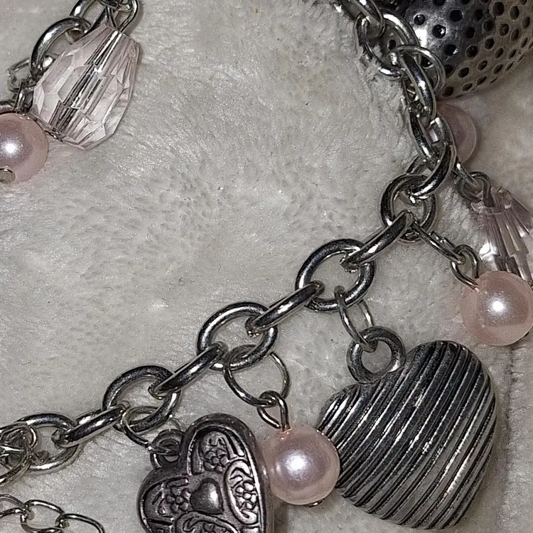 Silver-tone Heart Charm Bracelet