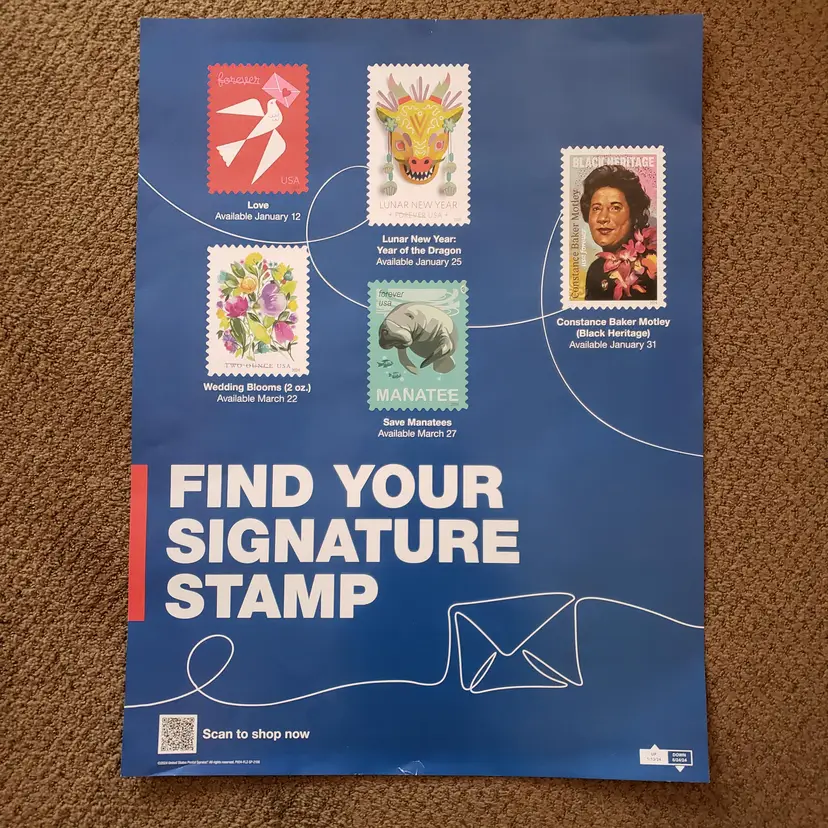 POSTAGE STAMP Advertising Poster USPS 18" X 24" FIND YOUR SIGNATURE STAMP Read
