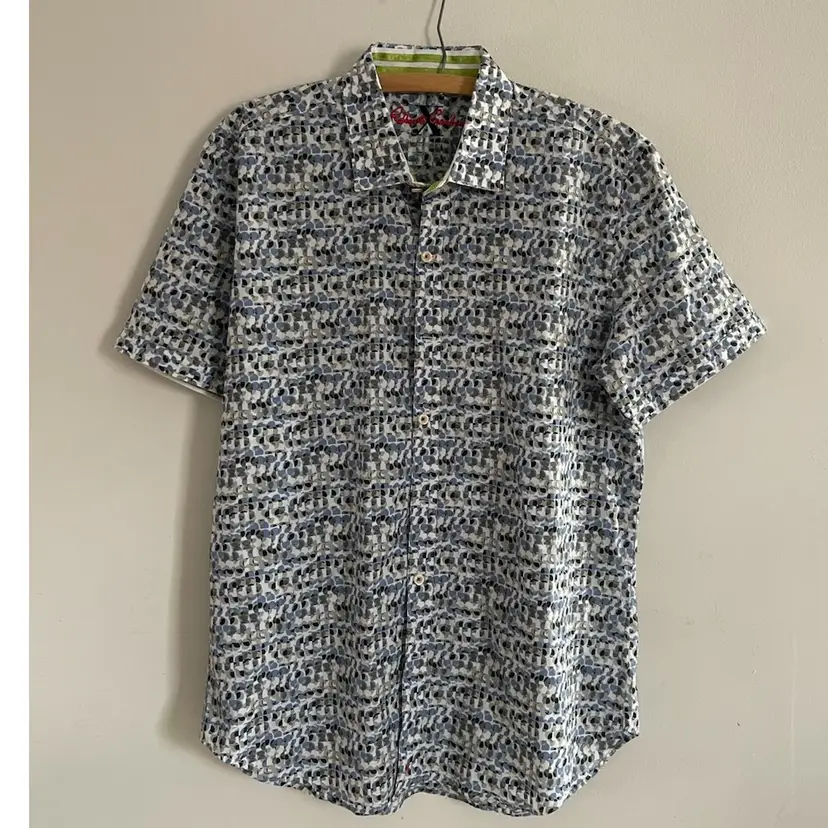 Robert Graham X Collection Blurred Circles Shirt Mens L Blue Geometric Pattern Eclectic