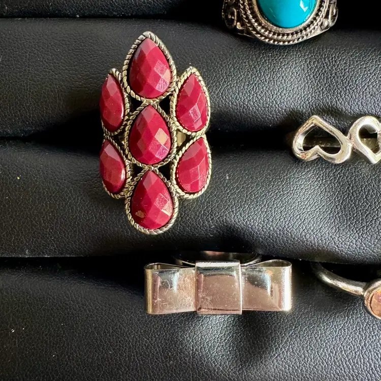 Lot of 8 Rings - Sizes 7-7.75 Silver Tone