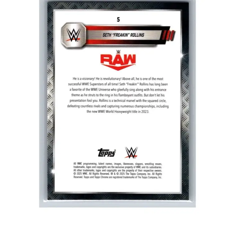 Seth “Freakin” Rollins 2025 Topps Chrome WWE X-Fractor #5
