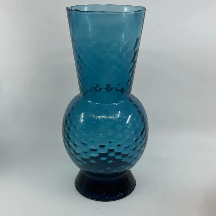 Vintage Empoli Blue Diamond Optic Vase 10"
