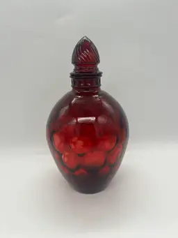 Ruby Red Wheaton Ware Inverted Honeycomb Optic Decanter With Lid