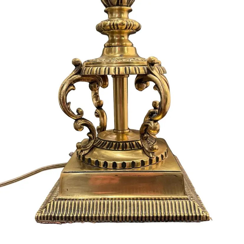Solid Brass Candelabra Table Lamp Vintage Hollywood Regency Electric Guilt Gold
