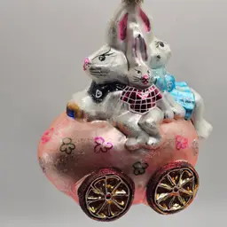 Christopher Radko bunmobile ornament vintage 1990s Easter Bunny Rabbits